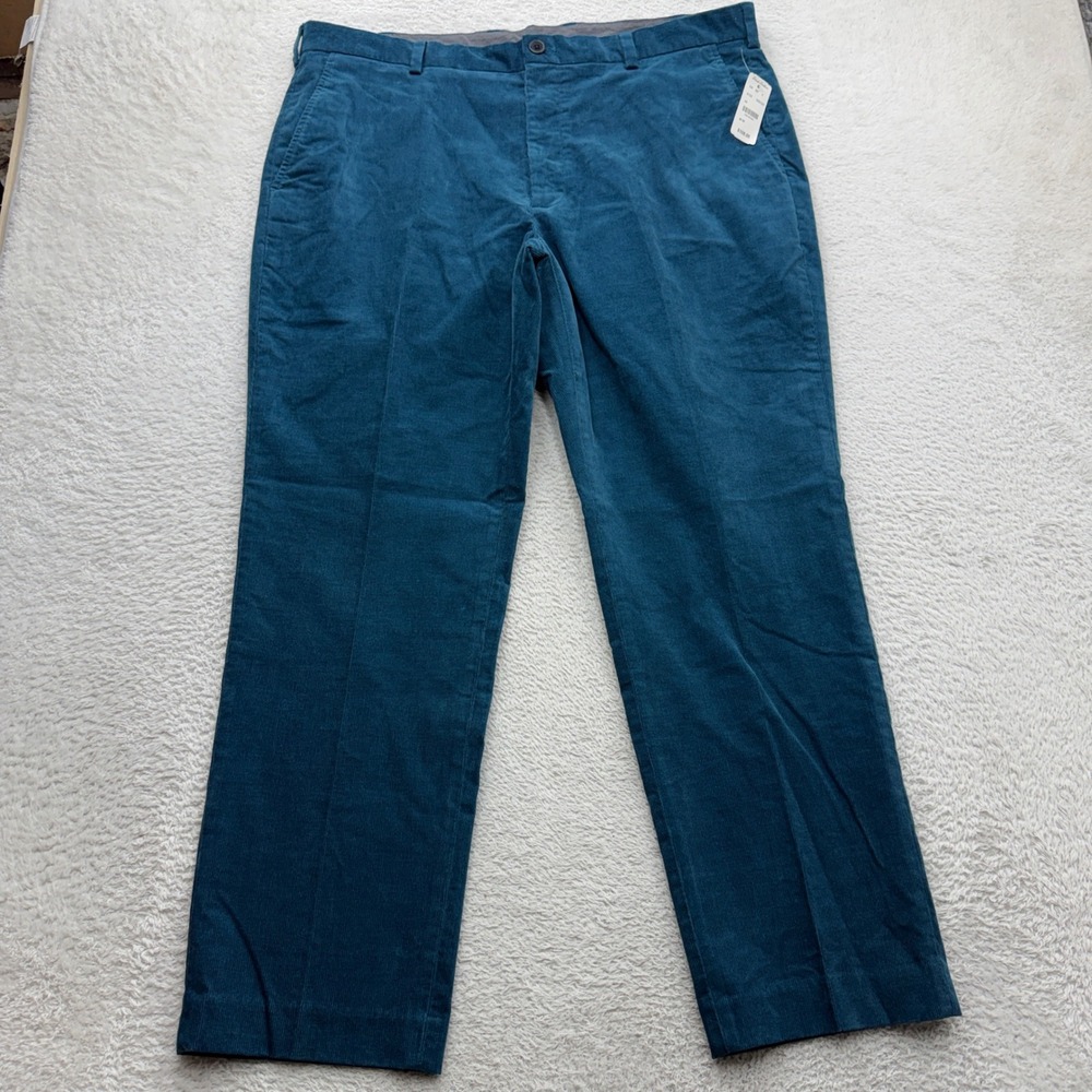 Brooks Brothers Clark Teal Blue Corduroy Pants Mens 40x30 Stretch Cotton New